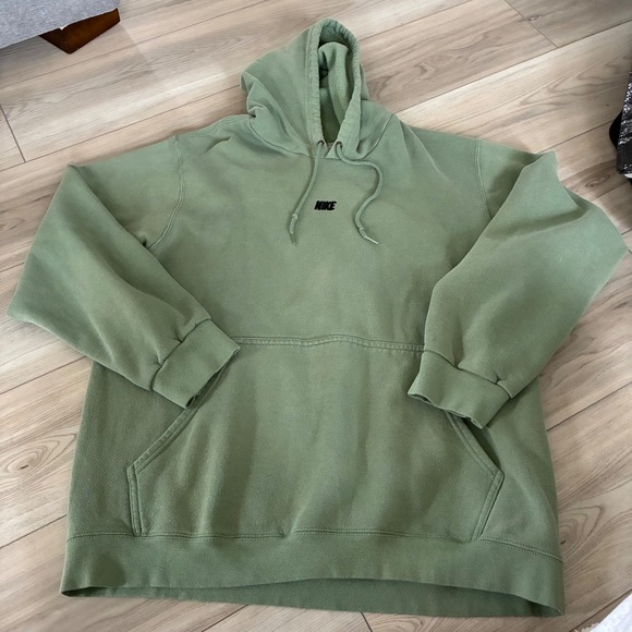 Nike Other - Vintage Nike Center Swoosh Hoodie Adult Large Sage Olive Green Faded Spell Out